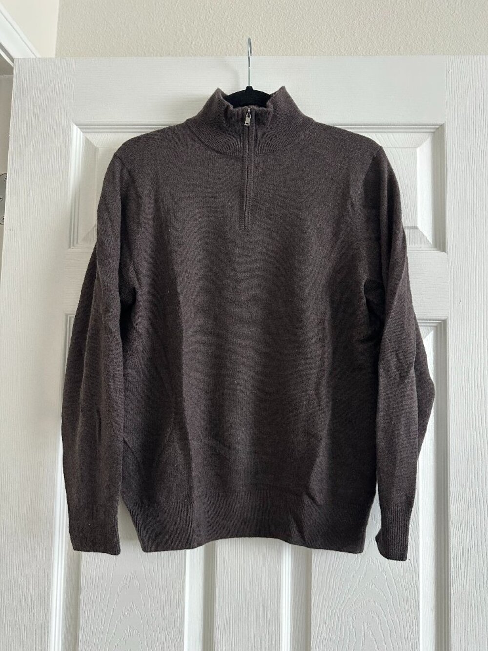 Brown 100% Merino Wool Quarter Zip - Small